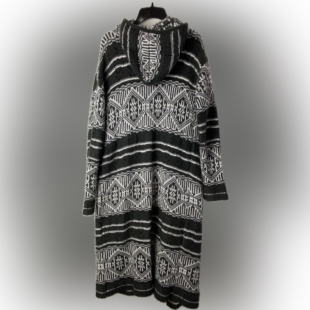 Forever 21 extra long winter open cardigan hooded sweater with slouch pockets - Picture 12 of 16